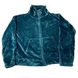 Champion Long Sleeve Soft Fleece Jacket Women’s Size Small Teal Blue